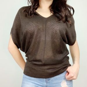 Lafayette 148 New York Brown Linen Dolman Top S